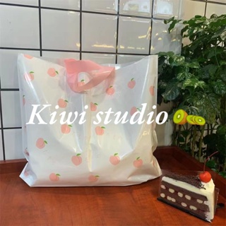 KiwiStudio ถุงพลาสติกน่ารัก ถุงพลาสติกใส่ของขวัญ ins กระเป๋าช้อปปิ้งลูกพีช🍑แพ็คละ 50 ชิ้น（SK0025）