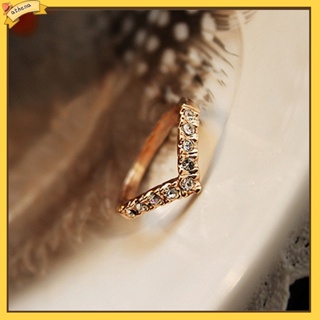 [Athena] ring แหวนนิ้วมือ รูปตัว V ประดับพลอยเทียม หรูหรา สําหรับผู้หญิง งานแต่งงาน