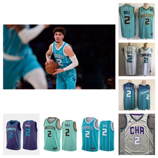 Charlotte Hornets 2 LaMelo Ball Short Sleeve Basketball Jersey Men เสื้อบาสเกตบอล เสื้อกีฬาผู้ชาย