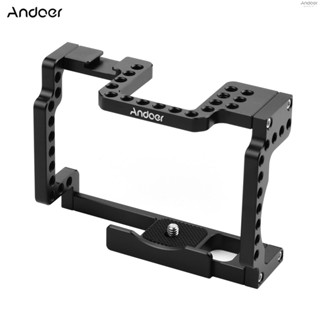 Andoer Camera Cage Rig Aluminum Alloy with Cold Shoe 1/4 Thread Compatible with Canon M50 Mirrorless Camera