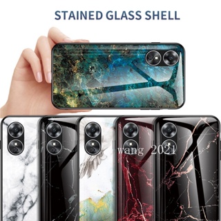 Ready Stock 2023 New Casing OPPO A78 5G A17 A17k เคส Phone Case Marble Pattern Tempered Glass All Inclusive Hard Case เคสโทรศัพท