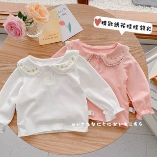 [Babycat] พร้อมส่ง เสื้อแขนยาว คอตุ๊กตา ปักลาย สไตล์เกาหลี ญี่ปุ่น แฟชั่นฤดูใบไม้ร่วง สําหรับเด็กผู้หญิง 0-2 ปี