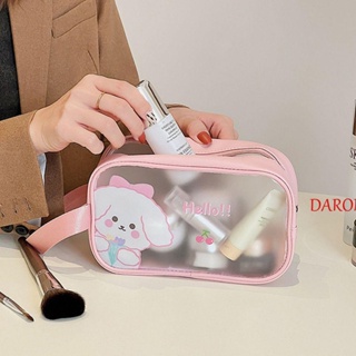 Daron กระเป๋าเครื่องสําอางแฟชั่น สีชมพู สะดวก ใส กระต่าย การ์ตูนหมี กระเป๋าเก็บของ