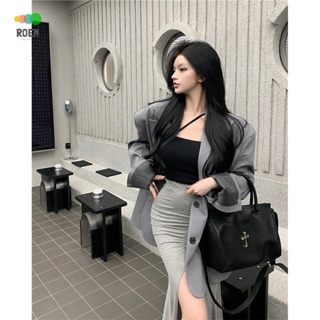 Nini Autumn New Product · 2022 loose gray suit new professional leisure mid-length long sleeve suit jacket