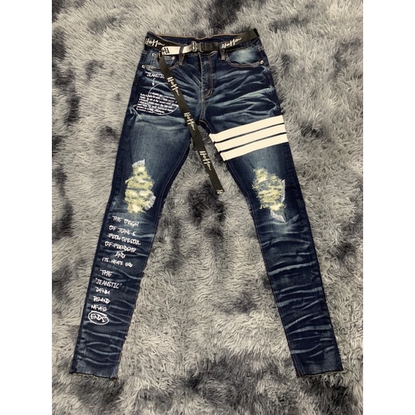 ภาพหน้าปกสินค้ากางเกงยีนส์ฟอกคาดแถบ Hold'em Denim style จากร้าน denimfashion66 บน Shopee