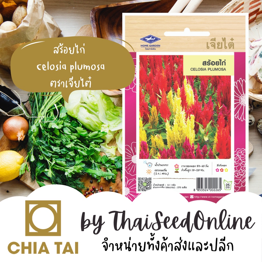 ภาพหน้าปกสินค้าCTFW เมล็ดพันธุ์ดอกไม้ สร้อยไก่คละสี 0.1กรัม ตราเจียไต๋ เมล็ดดอกไม้ Celosia Plumosa จากร้าน thaiseedonline บน Shopee