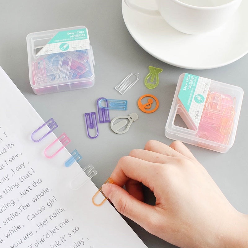 คลิปหนีบกระดาษพลาสติกคละสี-plastic-papaer-clips-พร้อมส่ง