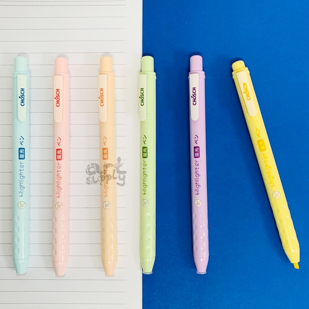 ชุดปากกาไฮไลท์สีพาสเทล-6-สี-แบบกด-chosch-cs-h790