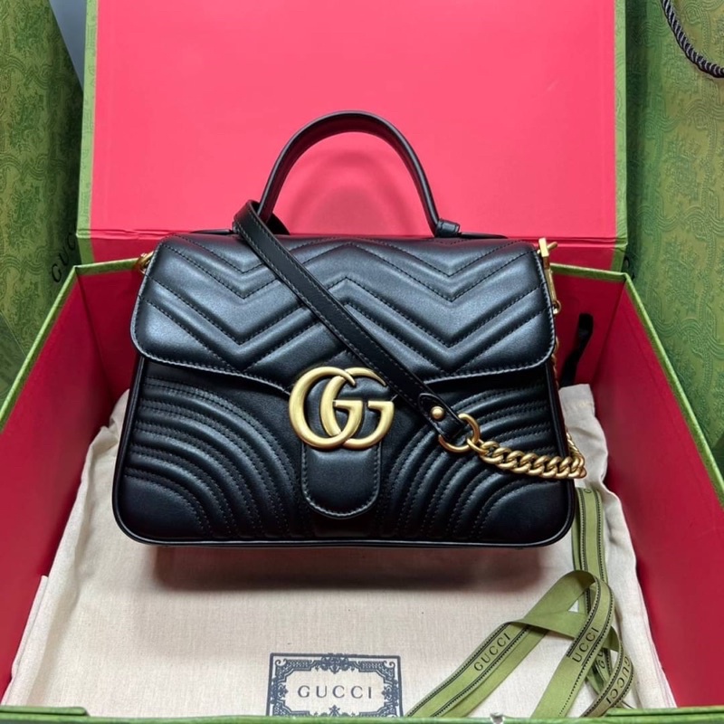 Gucci marmont top handle Grade vip Size 26 cm สีดำ Shopee Thailand