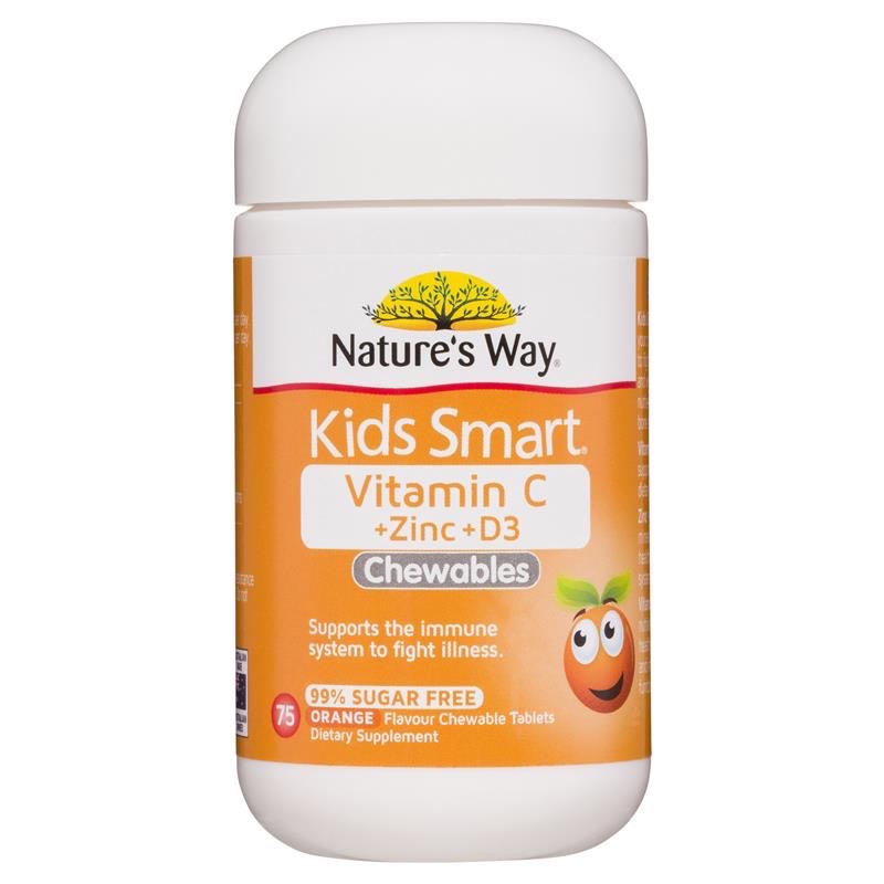 nature-way-kids-smart-vitamin-c-zinc-d3-วิตามินซีเด็กจากออสเตรเลีย-เสริมภูมิคุ้มกันเด็ก-บำรุงสายตาเด็ก-มี-75เม็ดเคี้ยว