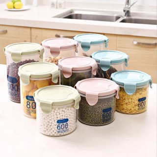 【AG】Clear Plastic Canister Snack Tea Coffee Kitchen Storage Jar Bottle with Clip Top