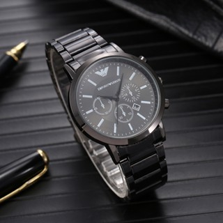 Emporio ArMani นาฬิกาข้อมือควอตซ์แฟชั่น สายแสตนเลส มีปฏิทิน ลําลอง ขนาดใหญ่ เรียบง่าย สําหรับผู้ชาย