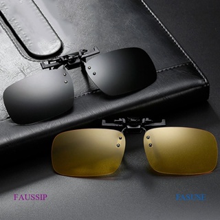 FAUSSIP 1Pc High Quality Unisex Clip-On Polarized Day Night Vision Flip-Up Lens Driving Glasses Uv400 Riding Sunglasses For Outside