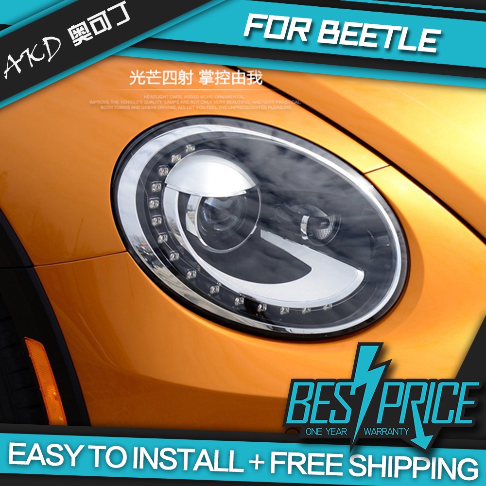 AKD Cars Styling Headlight For VW Beetle Headlights LED Running lights