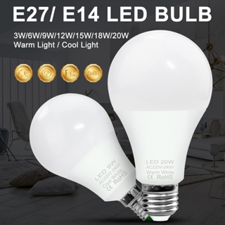 หลอดไฟ Led E14 E27 220V 9W 12W ชิป 2835 สีขาวอบอุ่น สําหรับบ้าน ออฟฟิศ