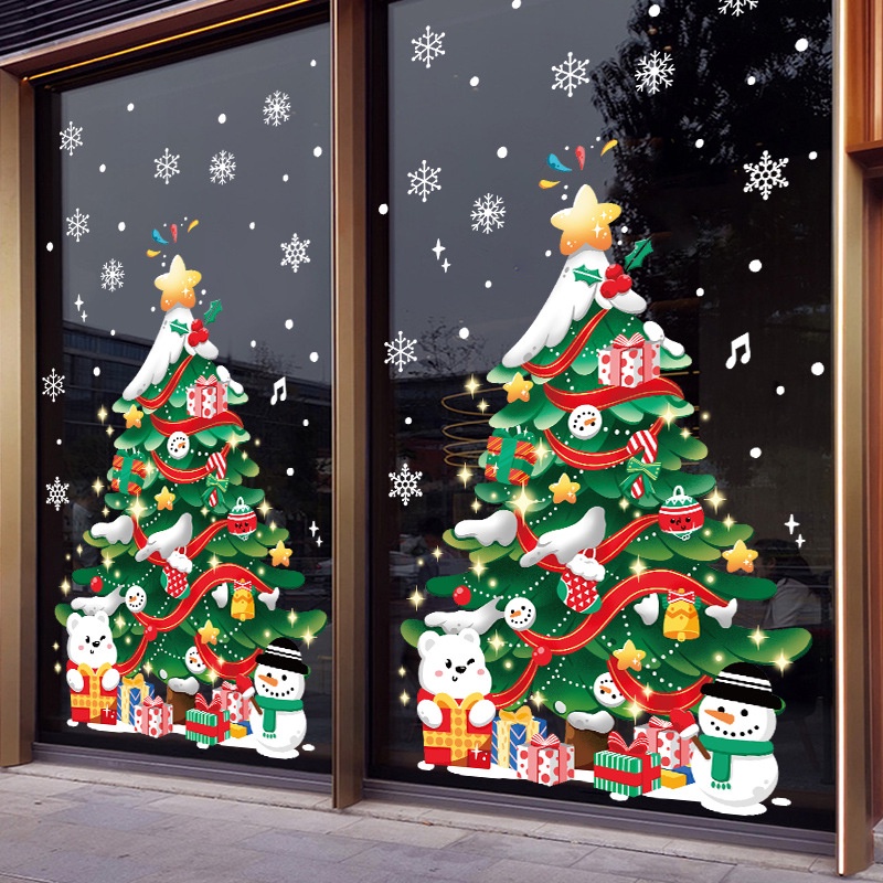 สติกเกอร์-ลายต้นคริสต์มาส-ขนาดใหญ่-สีทอง-สําหรับตกแต่งกระจก-หน้าต่าง-ห้างสรรพสินค้า-วันปีใหม่
