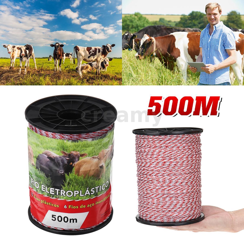 500m-รั้วไฟฟ้าฟาร์มและทุ่งหญ้าเลี้ยงสัตว์-power-rope-power-belt-power-grid-power-wire-เครื่องมือสวน