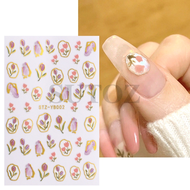 สติกเกอร์ติดเล็บ ลายดอกทิวลิป | Shopee Thailand