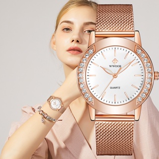 ภาพขนาดย่อของภาพหน้าปกสินค้าWWOOR ผู้หญิงนาฬิกาแฟชั่น Rose Gold นาฬิกากันน้ำนาฬิกาสุภาพสตรีนาฬิกาควอตซ์ 8877 จากร้าน wwoor.th บน Shopee