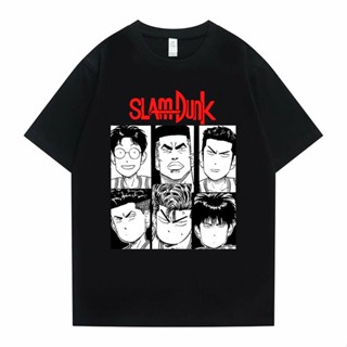 เสื้อยืดผู้ชาย อะนิเมะญี่ปุ่น Slam Dunk พิมพ์เสื้อยืดผู้ชายผู้หญิงแฟชั่นสบาย ๆ เสื้อยืดแขนสั้นหลวมฤดูร้อนผ้าฝ้ายผู้ชาย O