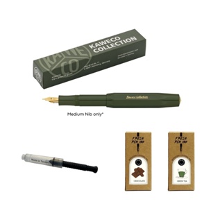 สินค้า STUDIO360 x Shopee Brand Box Kaweco COLLECTION Dark Olive Fountain Pen Nib M ปากกาคาเวโก้หมึกซึม สี Dark Olive + Studio360 Supermarket Ink หมึกขวด 2 ขวด