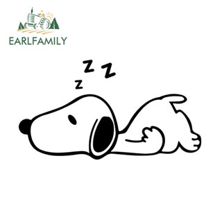 Earlfamily สติกเกอร์ ลายการ์ตูน Snoopy ป้องกันรอยขีดข่วน ขนาด 13 ซม. x 7.1 ซม. สําหรับตกแต่งรถยนต์ รถจักรยานยนต์