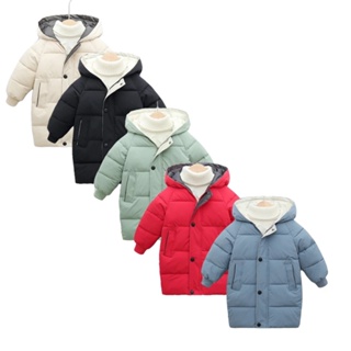 เสื้อแจ็กเก็ตกันหนาว มีฮู้ด ผ้าฝ้าย แบบหนา ให้ความอบอุ่น แฟชั่นฤดูหนาว สําหรับเด็กผู้ชาย และเด็กผู้หญิง 2-10 ปี SW019