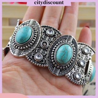 &lt;citydiscount&gt;  สร้อยข้อมือเงิน ทิเบต ธรรมชาติ สีเขียวขุ่น สำหรับสตรี