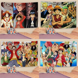 ผ้าพื้นหลัง One Piece ผ้าติดผนังห้องนอนผ้าตกแต่งหัวเตียงอะนิเมะผ้าแขวนพรมลูฟี่วันพีซ