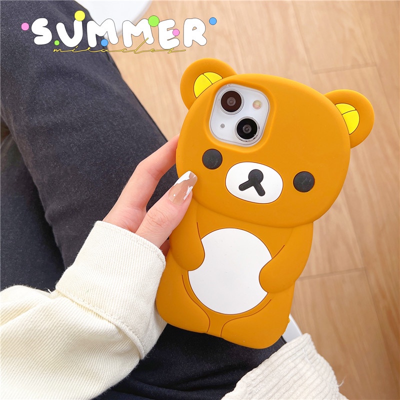 เคสซิลิโคนนิ่ม-ลายการ์ตูนหมีริลัคคุมะ-3d-สําหรับ-iphone-14-13-12-11-pro-xs-max-xr-x-se-6-7-8-plus