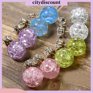 &lt;citydiscount&gt;  ต่างหู กระดุมคริสตัล สำหรับสตรี