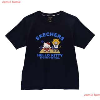 New Skechers Hello Kitty Short Sleeve Tee เสื้อยืด ดพิมพ์ลาย เสื้อยืดผ้าฝ้าย คอกลม cotton แฟชั่น sale Unisex