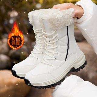 สินค้า พร้อมส่ง รองเท้าบูท กันหิมะ ผ้าฝ้าย ผ้าฟลีซ กันน้ํา ขนาดใหญ่ กันความร้อน เหมาะกับฤดูหนาว สําหรับสุภาพสตรี