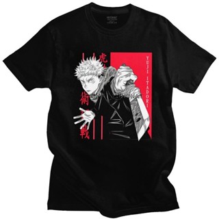 เสื้อคนอ้วนผญ - คลาสสิก Jujutsu Kaisen เสื้อยืดยูจิ Itadori เสื้อยืดผู้ชายแขนสั้น Otaku การ์ตูนอะนิ