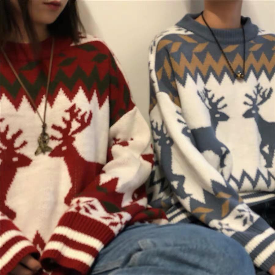 เสื้อหนาวไหมพรมสไตล์เกาหลี-คริสมาสต์เสื้อกันหนาว-unisex