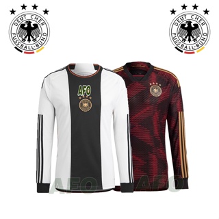 เสื้อกีฬาแขนยาว ลายทีมชาติฟุตบอลเยอรมนี World Cup Jersey ชุดเหย้า คุณภาพสูง สําหรับผู้ชาย ไซซ์ S-5XL 2022