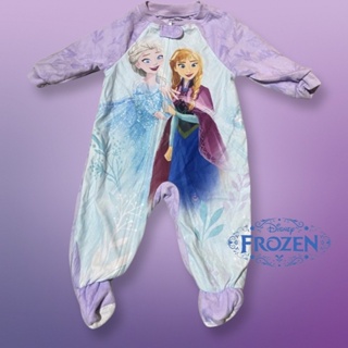 ชุดหมี รอมเปอร์ Disney Frozen Girls Purple Footed Blanket Sleeper Pajamas Elsa And Anna
