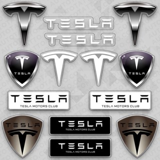 สติกเกอร์ไวนิล ลายโลโก้ Tesla Sport Shield สําหรับติดตกแต่งรถยนต์