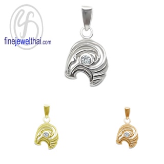 Finejewelthai-จี้ราศี-ราศีเมษ-จี้เพชรCZ-จี้เงินแท้-Aries-Dimond-CZ-Silver-Pendant-P1165cz00