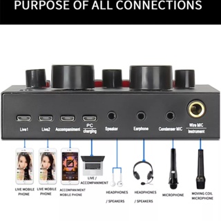 ภาพขนาดย่อของภาพหน้าปกสินค้า️ยอดขายอันดับ1พร้อมส่งจากกทม ️ซาว์นการ์ดแปลงสัญญาณเสียง V8 Live Stream audio interface External Audio Mixing Sound Card จากร้าน jungletecs บน Shopee ภาพที่ 5