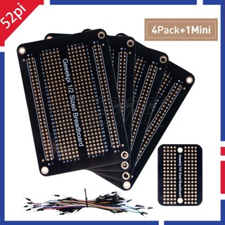 52Pi Prototype PCB Solderable Breadboard for Arduino and DIY Electronics Projects, Gold-Plated (4 Pack   1 / 4Mini Board