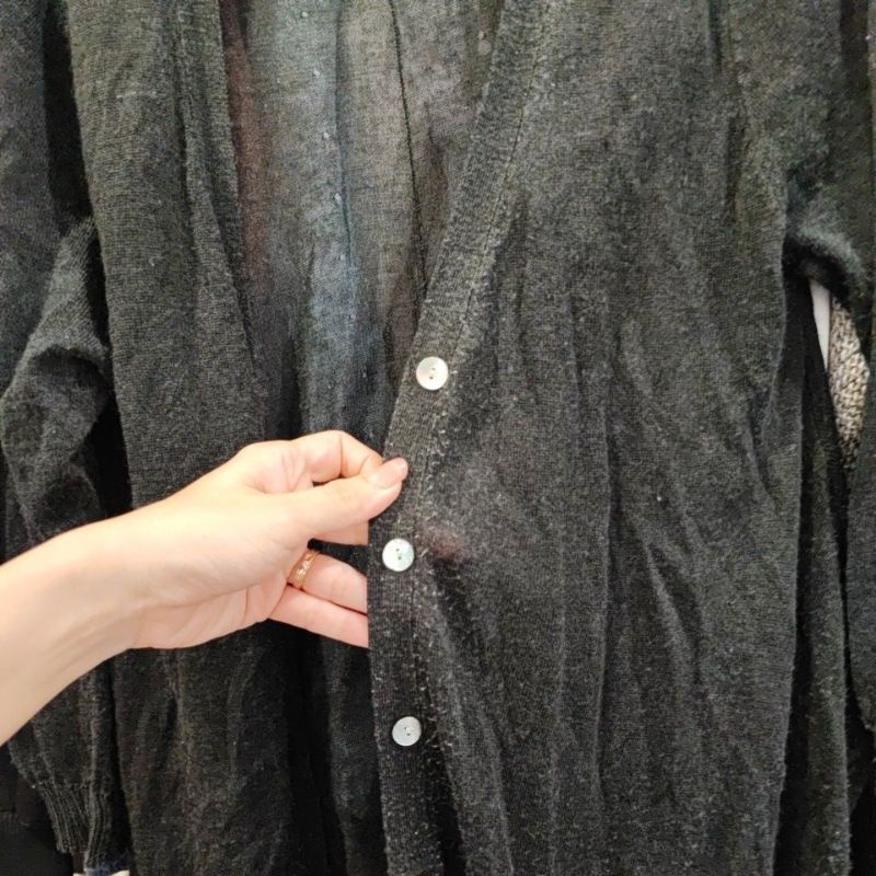 ส่งต่อ-เสื้อคลุมคาร์ดิแกน-free-sizeแบรนด์แองจี้สีดำผ้าบางซีทู