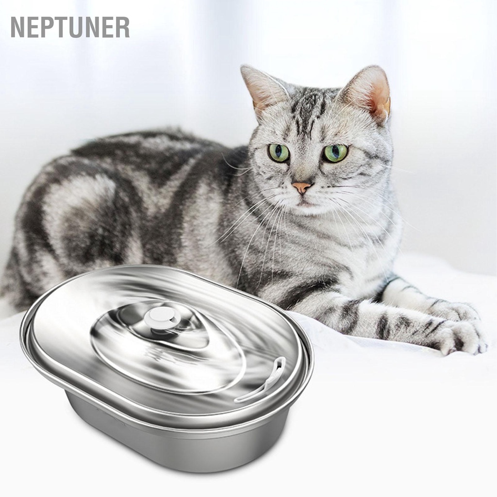neptuner-เครื่องจ่ายน้ําพุ-น้ําพุสัตว์เลี้ยง-สุนัข-แมว-อัตโนมัติ-สเตนเลส-ความจุเยอะ-4-ลิตร-ปลั๊ก-us-100-240v