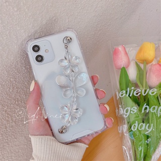 เคสซัมซุง Samsung Galaxy S21 Ultra S21+ Plus FE S20 FE S10 S10e Lite S8 S9 S8+ S9+ Clear Case ปลอกโซ่สร้อยข้อมือสายคล้องคอน่ารักสวยป้องกันสำหรับผู้หญิง Grils กันชน TPU กันกระแทกป้องกันโทรศัพท์มือถือกรณีน่ารัก