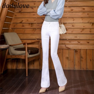 DaDulove💕 New Korean Version White Womens High Waist Flared Jeans Niche Fashion plus Size Womens Clothing
