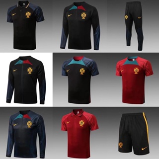 เสื้อแจ็กเก็ตโปโลแขนยาว แบบครึ่งตัว ลายทีมชาติฟุตบอลโปรตุเกส สําหรับผู้ชาย 2022