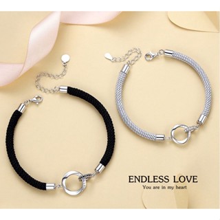 s925 Endless love bracelet4 สร้อยข้อมือคู่รักเงินแท้ Fall in love เรียบง่าย ใส่สบาย เป็นมิตรกับผิว