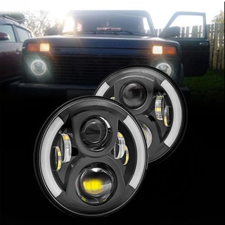 【พร้อมส่ง】ไฟหน้ารถยนต์ Led H4 7 นิ้ว H4 2 ชิ้น สําหรับ Lada Niva 4X4 UAZ Hunter