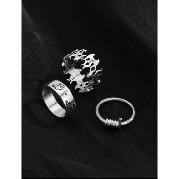 แหวนผู้ชายแคสเปอร์-ซื้อ1ได้-3วง-แหวนเซทเทห์-สีเงินแบบเกาหลี