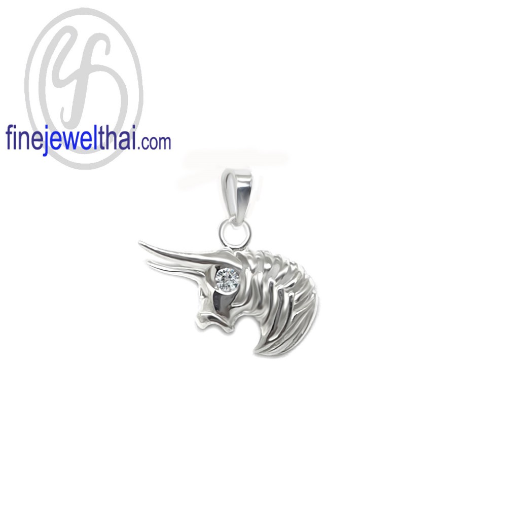 finejewelthai-จี้ราศี-ราศีพฤษภ-จี้เพชรสังเคราะห์-จี้เงินแท้-taurus-silver-pendant-p1166cz00